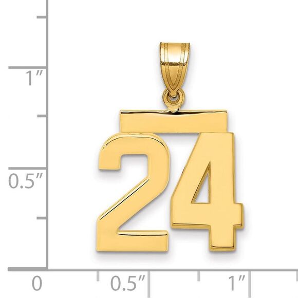 14k Yellow Gold, Athletic Collection Medium Polished Number 24 Pendant - Picture 2 of 3